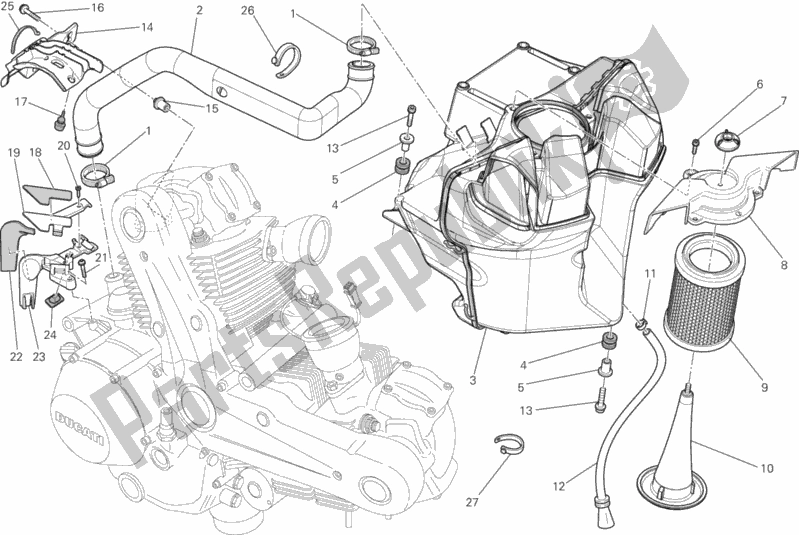 Toutes les pièces pour le Admission du Ducati Monster 696 ABS 2013